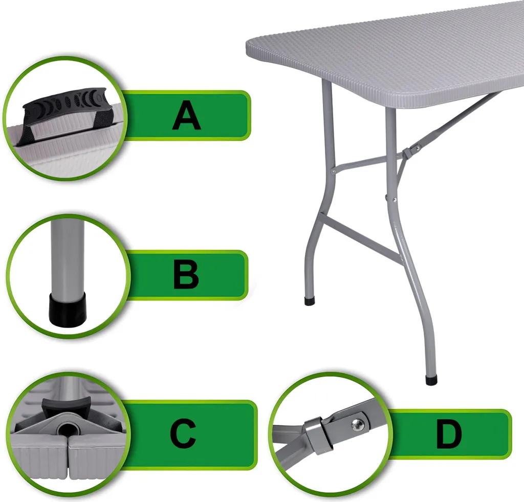 Table pliante 180 cm grise : la solution compacte pour vos réceptions - 3