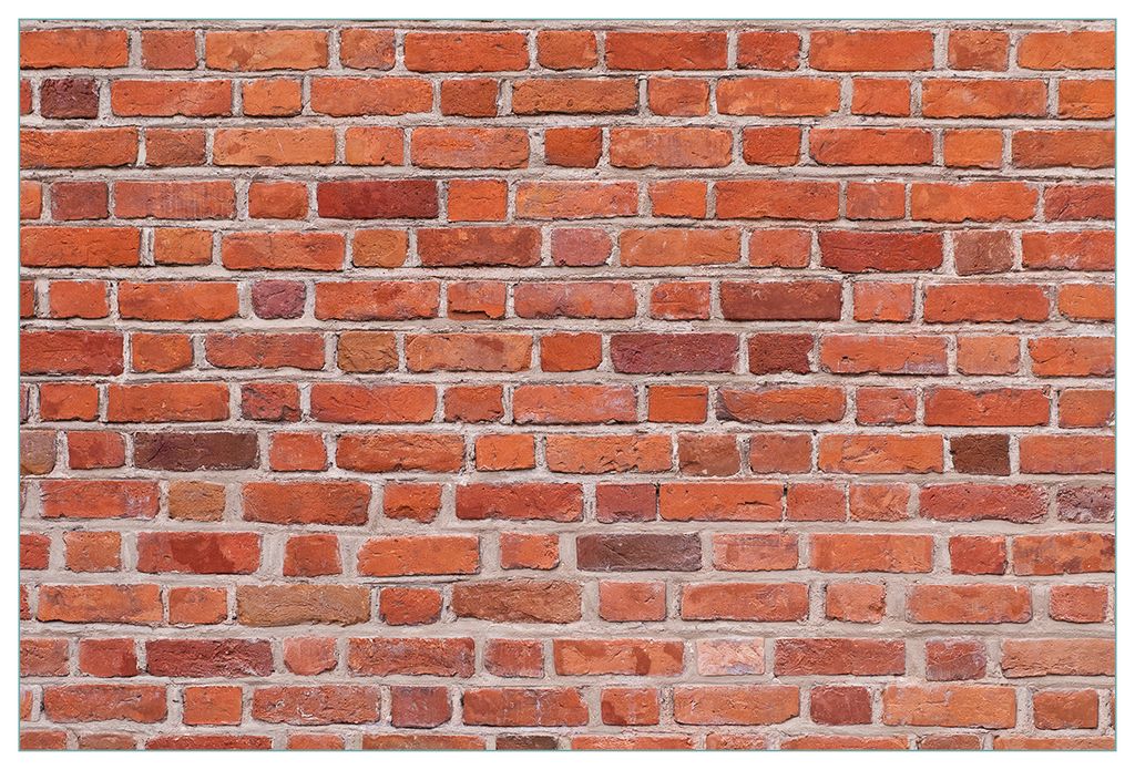 Wallario Küchenrückwand aus Glas, Größe: 90 x 60 cm, Motiv: Rote Ziegelsteinwand - Backsteine | Spritzschutz | abwischbar | pflegeleicht | in
