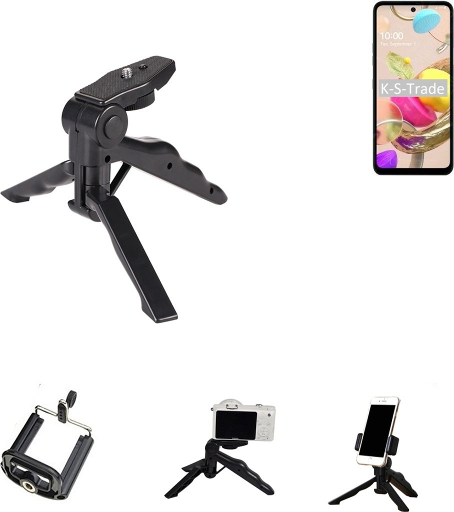 K-S-Trade Stativ Tisch-Ständer Dreibein Handy-Stativ Ständer kompatibel mit LG Electronics K42 Mini-Stativ Smartphone Tripod Handy-Stativ aus