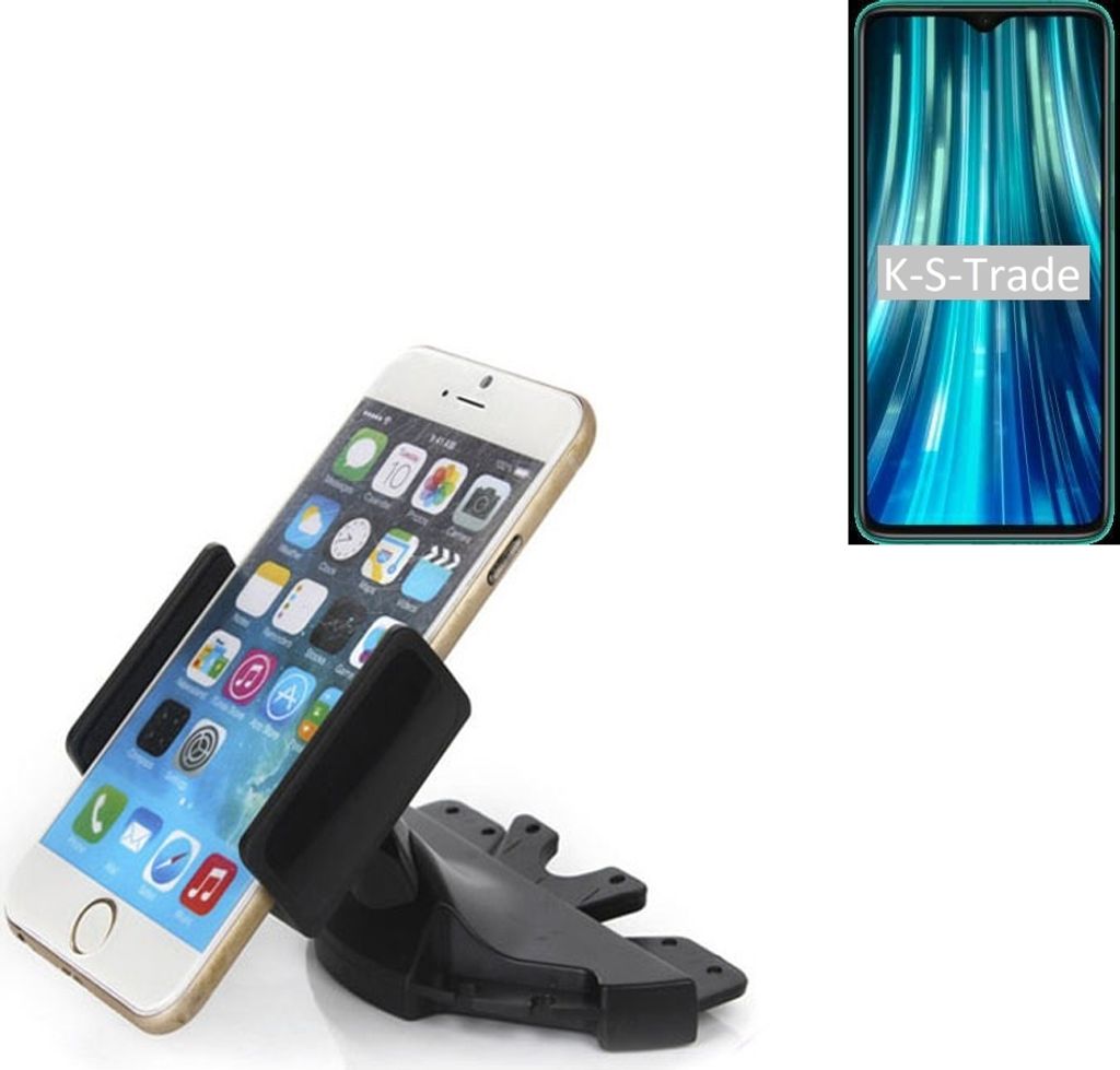 K-S-Trade CD Schlitz Halterung kompatibel mit Xiaomi Mi 9 Pro 5g Autohalterung KFZ-Halter Radio Handy Halterung 360° drehbar schwarz