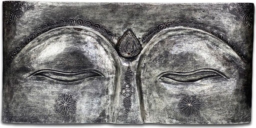 Buddha Augen - Wandbild Gemälde - Geschlitzt Relief Holz - Produktbild 