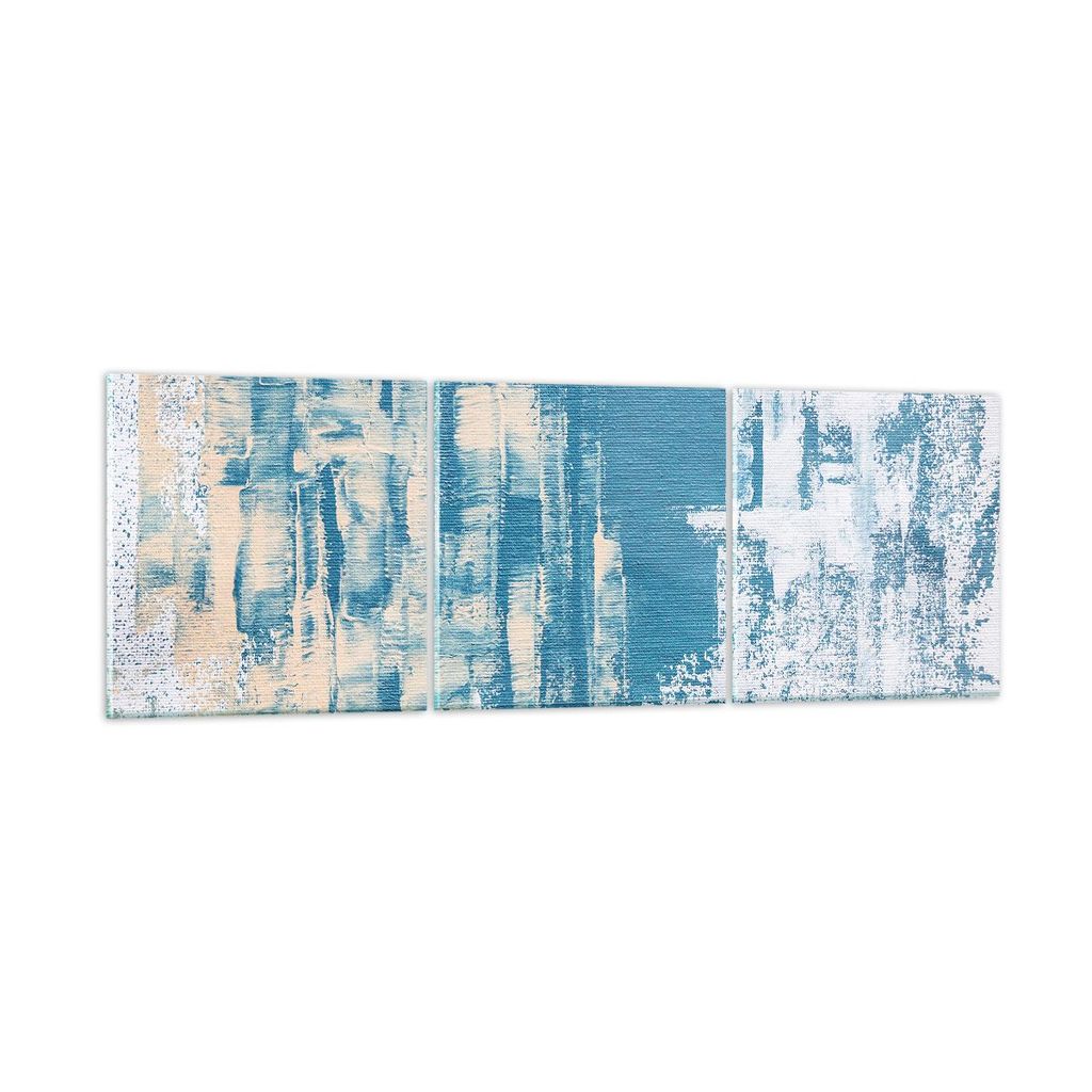 Bilder auf glas - 3 Teile - Blau Farben Hintergrund - 90x30cm - Glasbilder - Wandbilder - Bilder - zum Aufhängen bereit - Wanddekoration aus Glas ...