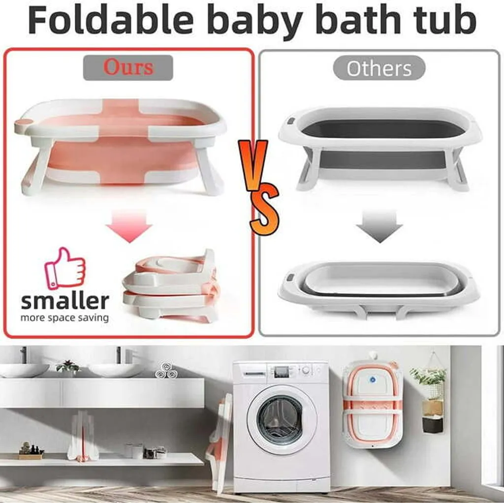 Baignoire Bébé Voyage Pliable Rose Idéale pour les Petites Salles de Bain