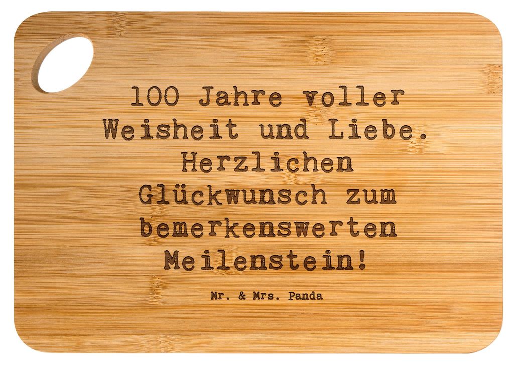 Mr. & Mrs. Panda schneidbrett Spruch 100. Geburtstag - Transparent - Geschenk, Brett, Lebensweisheit, bemerkenswerter Meilenstein, Hackbrett, Früh...