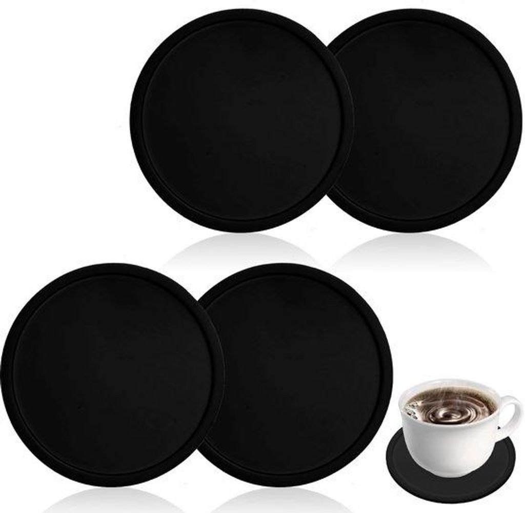 Silikonische Glättebenner 4er Set, runde, antislip und isolierte Glättebenner für Tisch, Schreibtisch, Büro, Küche, Bar, Getränke- und Möbel...