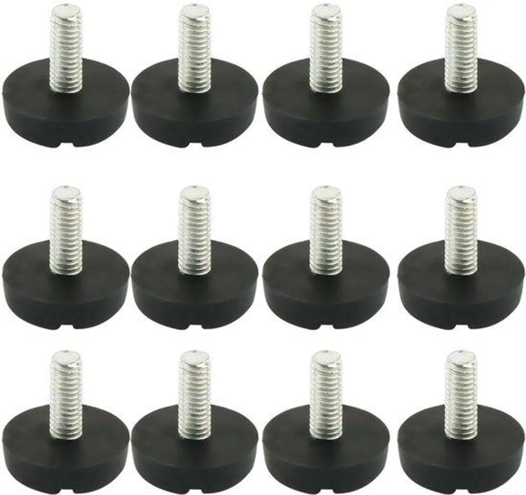 Vérins de réglage pour meubles avec vis M6 x 20 mm et base en caoutchouc