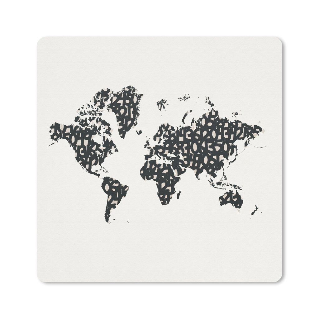 MuchoWow® Mauspad Mousepad Weltkarte - Schwarz - Weiß - Produktbild 