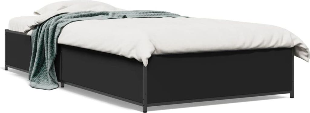 "Rabatt" Bettgestell Komfort - mit Lattenrost - Schwarz 90x190 cm Holzwerkstoff und Metall - Klassische Betten CC23201