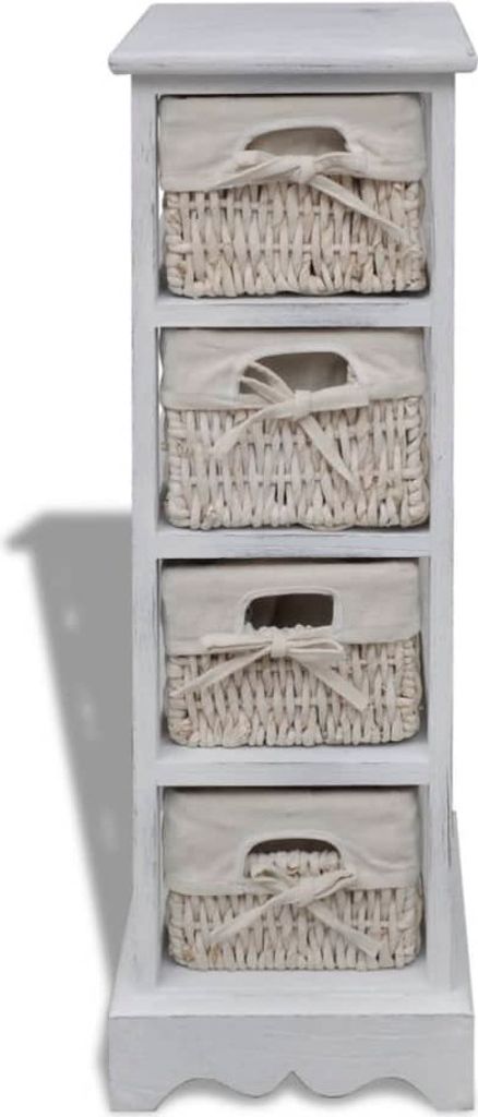 Cesto Portaoggetti Con Manici In Legno – Piccolo, Colore Bianco, Per Casa O Ufficio - 2