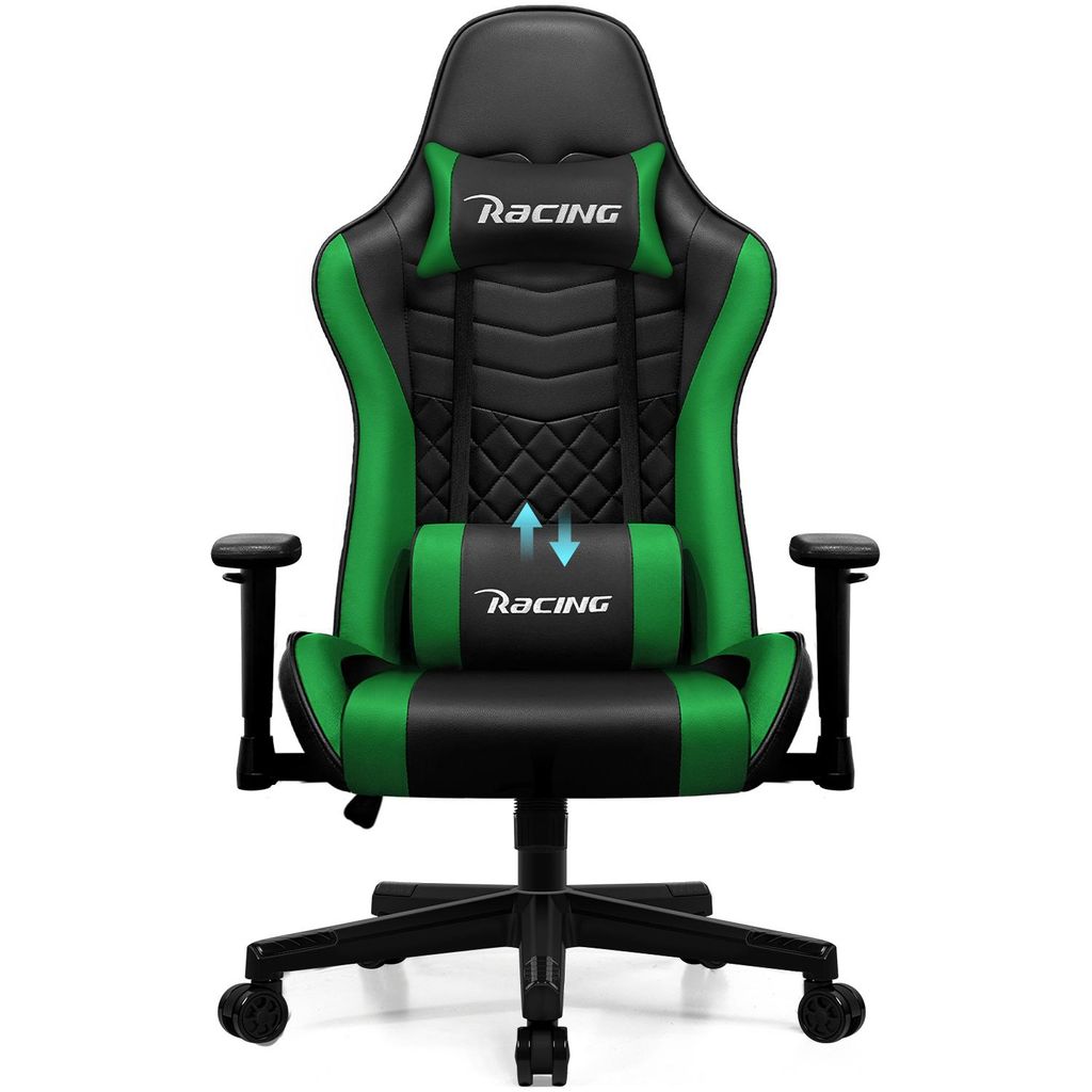 Aiibot Gaming Stuhl,Bürostuhl Ergonomisch,Schreibtischstuhl Gamer Stuhl, Gaming Chair mit Verstellbarer Kopfstütze und Lordosenstütze, Grün