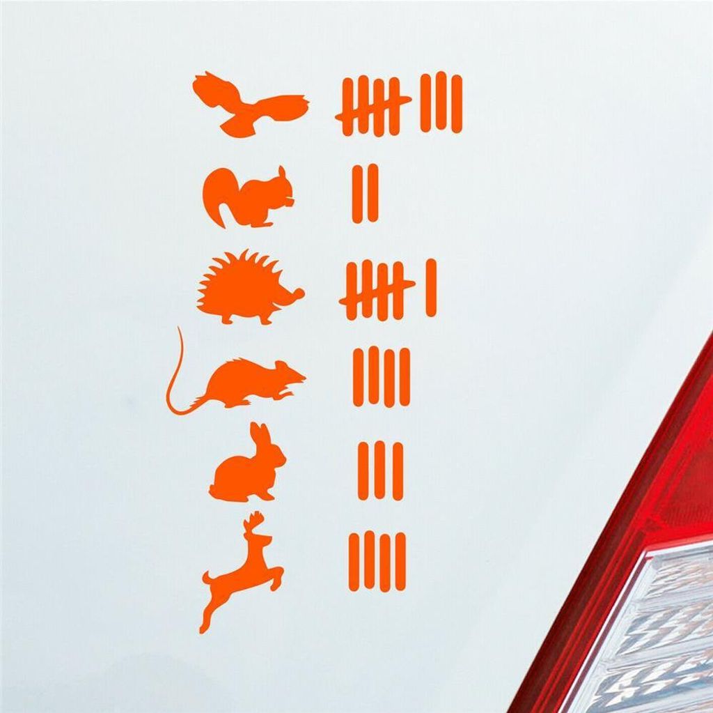 Auto Aufkleber Strichliste Liste Tuning Tiere Animal 15x8 cm Orange Sticker Heckscheibenaufkleber