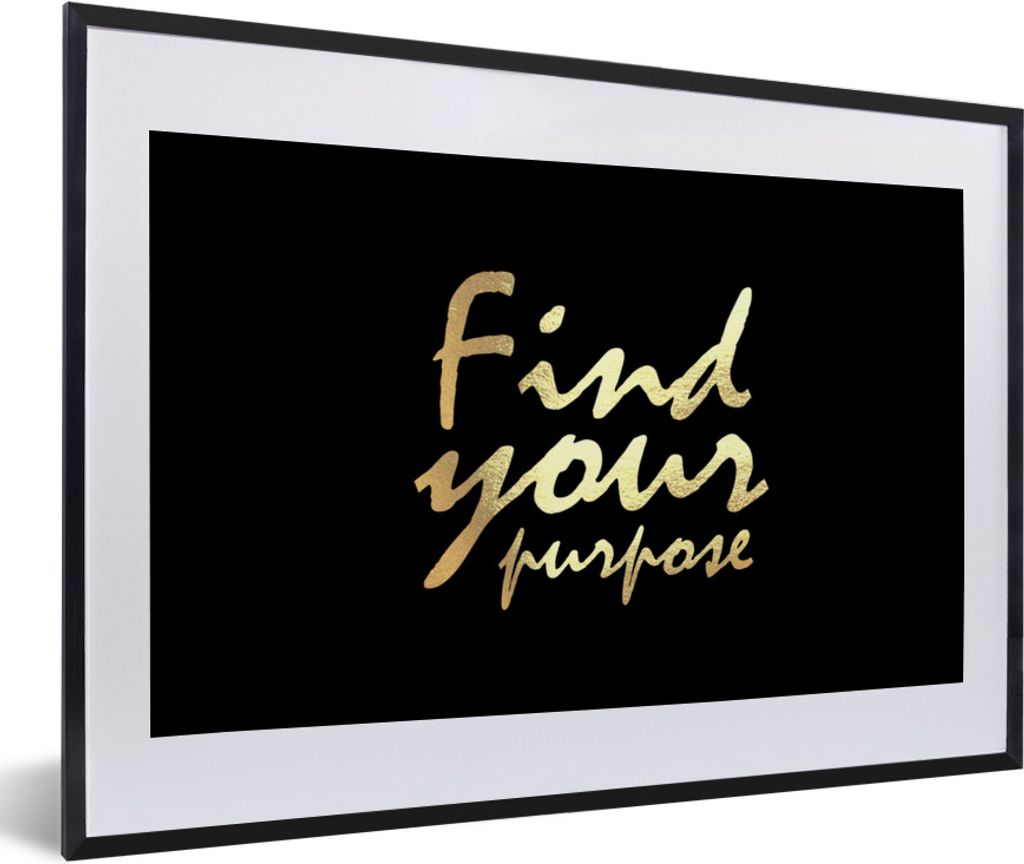 MuchoWow Gerahmtes Poster Zitat - Ziel - Schwarz - Gold 60x40 cm - Poster mit Schwarzem Bilderrahmen Wandposter Rahmen Foto Bilder - Schlafzimmer...