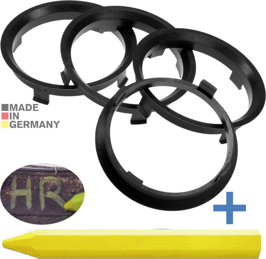 4X Zentrierringe 71,6 x 67,1 mm Schwarz Felgen Ringe + 1x Produktbild 