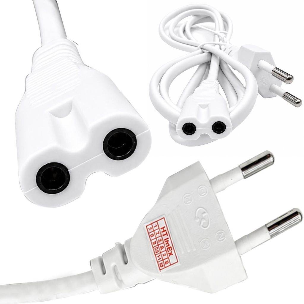 Weiß - AC Netzkabel Euro 8 C7 Stecker kabel1,5m für Produktbild 
