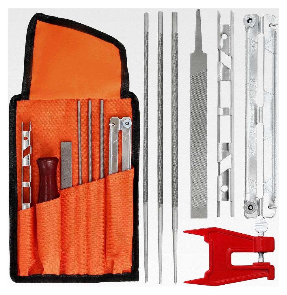 Kettensägen Schärffeilen Kit Universal Kompatibel mit Stihl Kettensäge mit 5/32", 3/16" & 7/32" Dateien, Holzgriff, Tiefenmesser, Führer, Werkz...