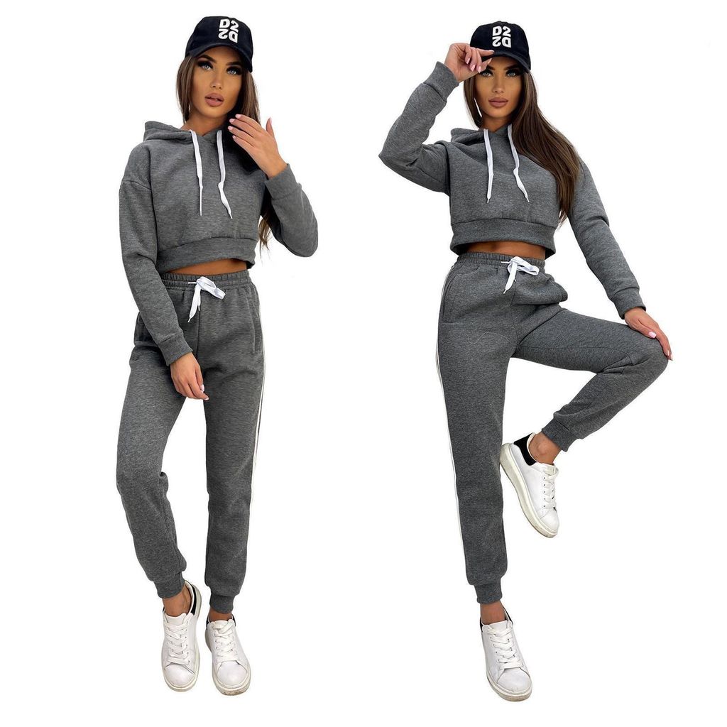 Jogginganzug Damen 2-teilig | Crop Hoodie Mit Hose | Y2K Style | Sportlich & Bequem