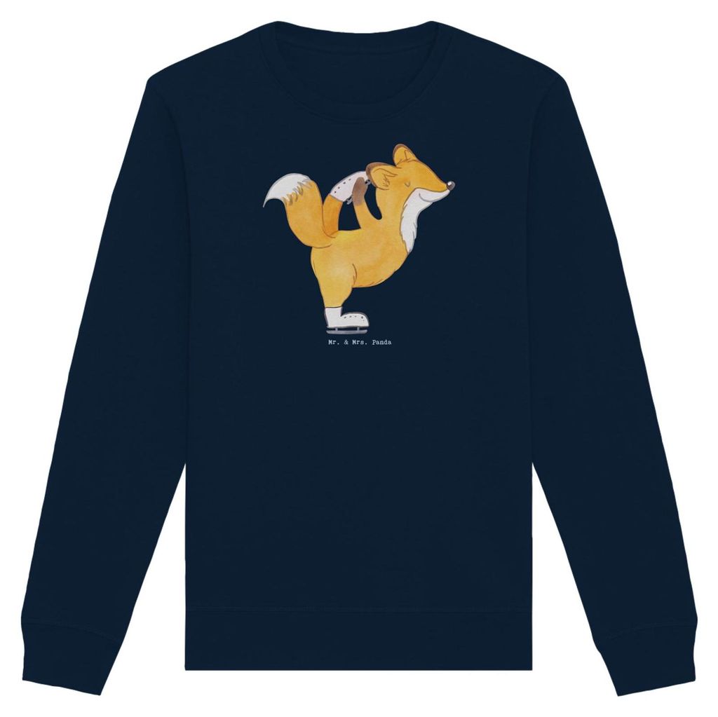 Mr. & Mrs. Panda Baumwoll Sweatshirt Fuchs Eiskunstläufer Größe L - French Navy - Geschenk, Pulli, Eiskunstläuferin, Bio Pullover, Sweater, Eis...