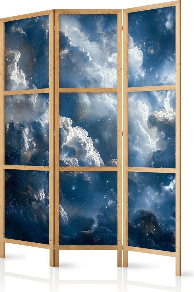 3-teiliger Einseitiger Vlies Japanischer Paravent - Astronomical Wonders: Clouds and Stars in Harmonious Combination 135x172 cm Muster b-H-10057-bh-a