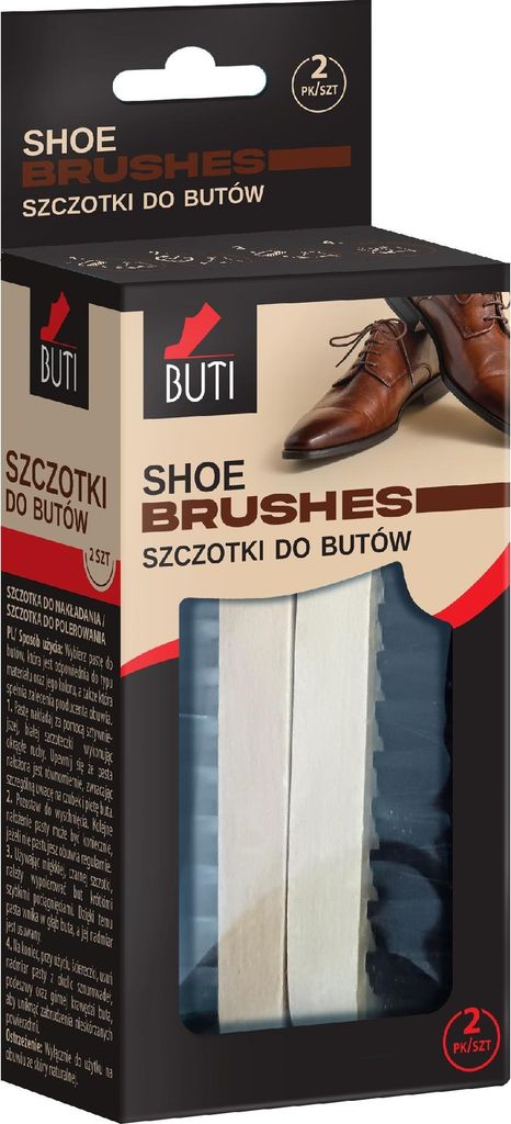 Schuhbürsten-Set 2-teilig für Naturleder, 13,8 x 4,2 cm, zum Auftragen & Polieren von Creme