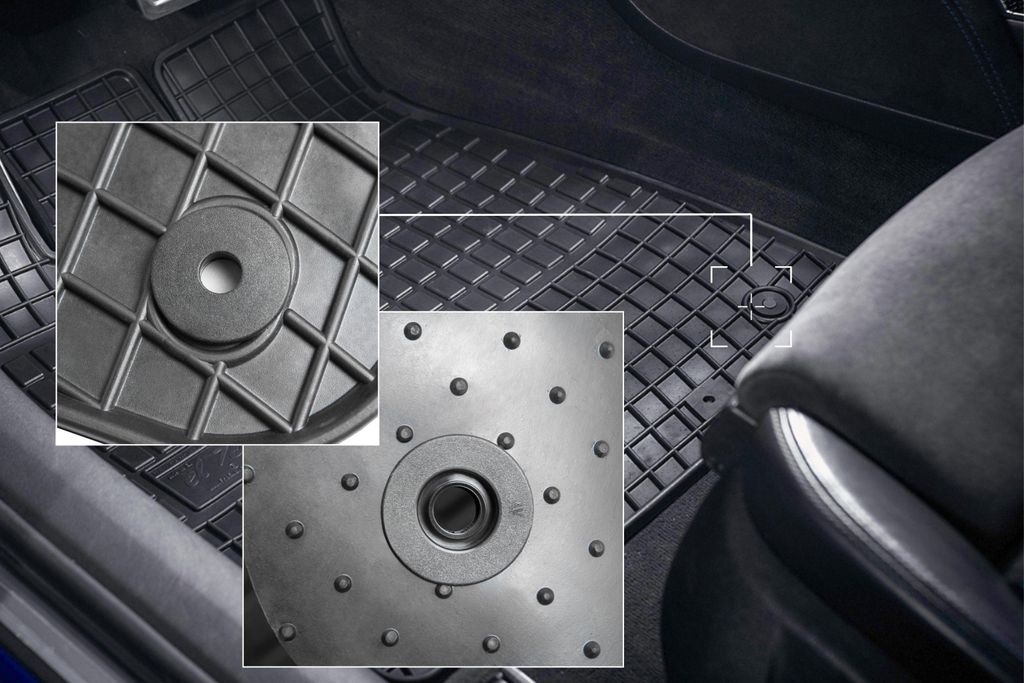 Gummifußmatten passend für Hyundai i40 (Kombi, Limousine, Bj. 2011-2019) – schwarz, passgenau, mit Befestigungen set 4 Stk. - Gummi-Automatten