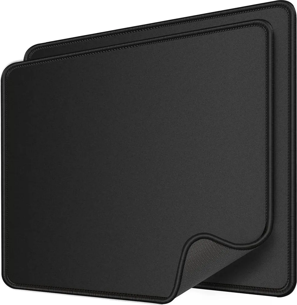 KTRIO Lot de 2 Tapis de Souris 275x215mm Noir avec Bords Cousus Résistants