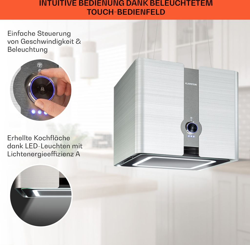 Futurelight Smart Inselabzugshaube Umluft 420m³/h LED Produktbild 4