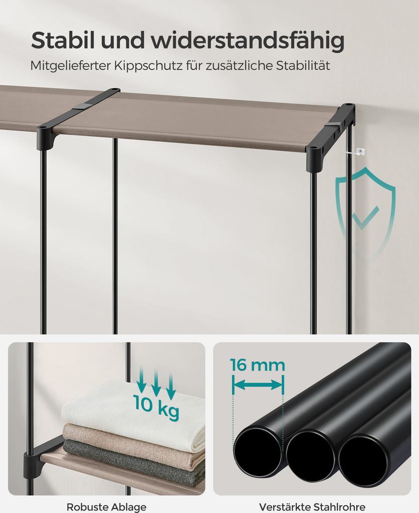 SONGMICS Kleiderschrank offen, Kleiderständer, Produktbild 4