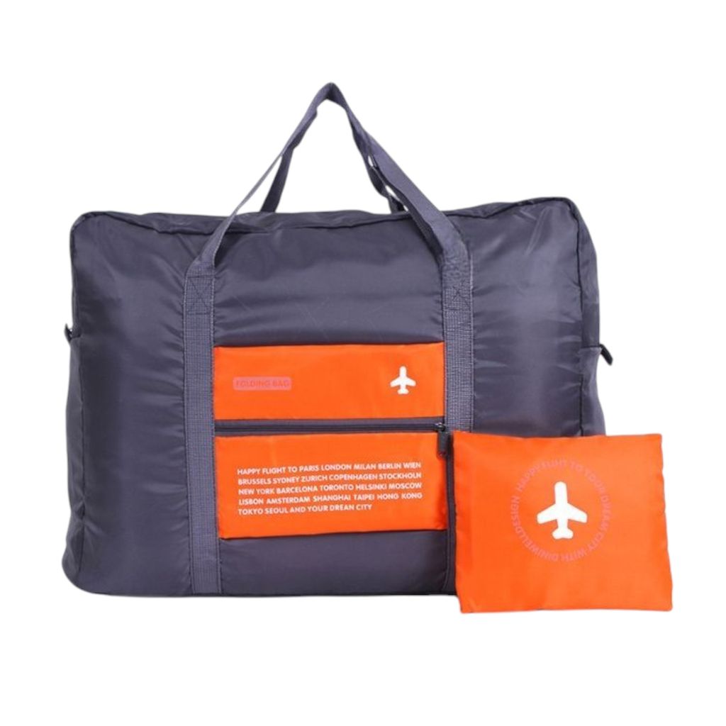 Reisetasche Orange faltbar Bordgepäck 32L Tasche Sporttasche Umhängetasche Freizeittasche