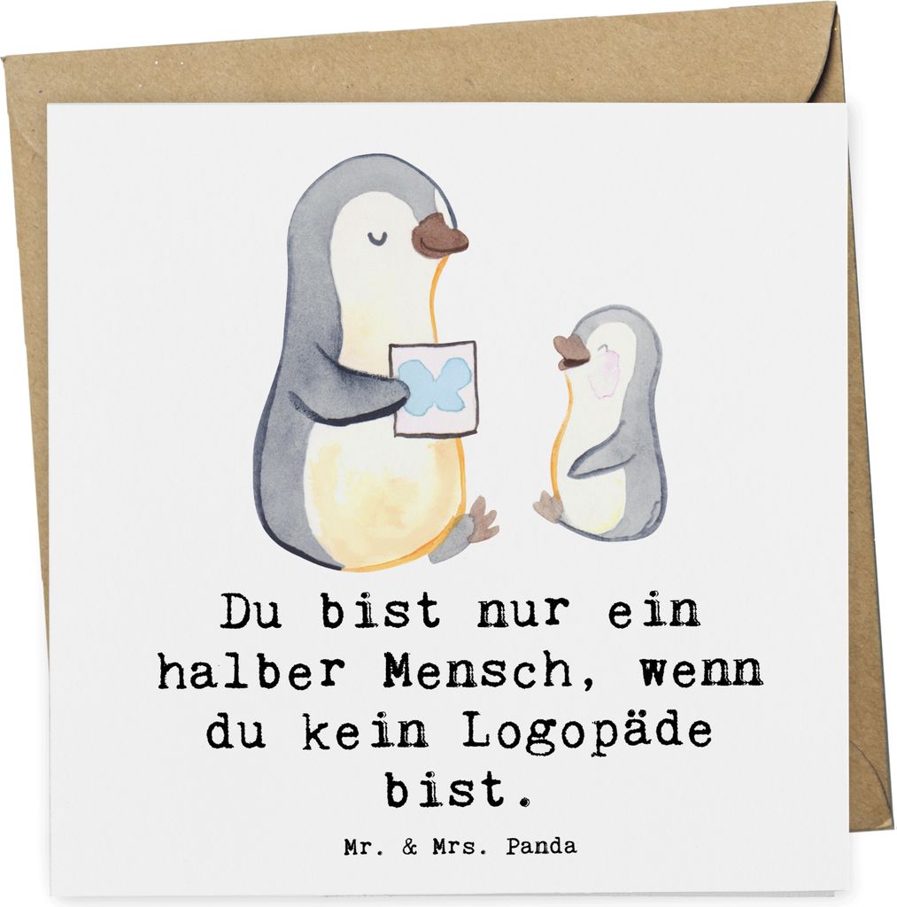 Mr. & Mrs. Panda Grußkarte Logopäde Herz - Weiß - Geschenk, Klappkarte, Studium, Lustig, Ausbildung, Spruch, anlasskarte, doppelkarte, Witzig, G...