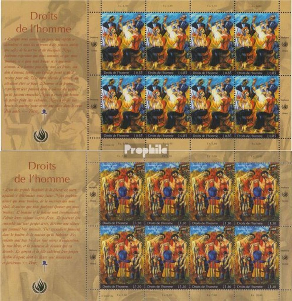 Briefmarken UNO - Genf 2004 Mi 505Klb-506Klb Kleinbogen (kompl.Ausg.) gestempelt Menschenrechte