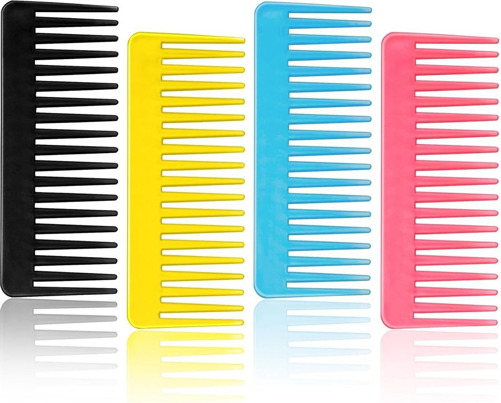 4-teiliger Haarkamm mit breiten Zinken für Locken, Damen – große Entwirrungskämme für lockiges, nasses, trockenes, dickes, gewelltes Haar, Du...