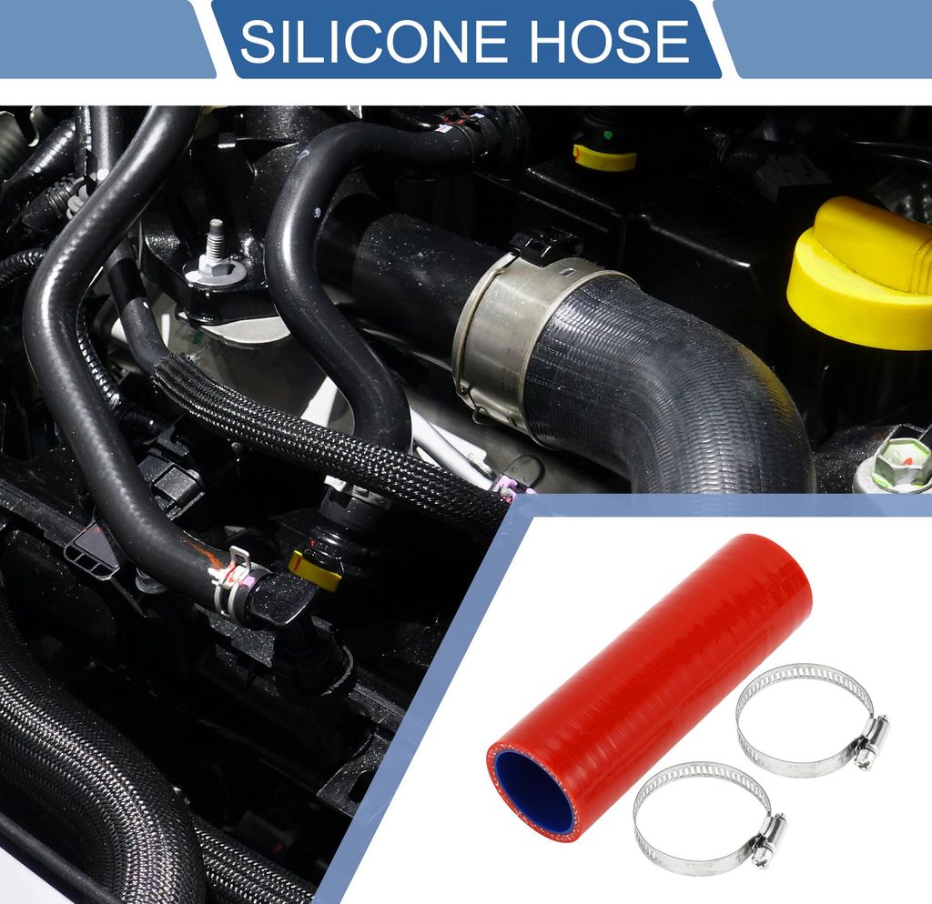 1 Satz 38mm/1,5" ID 150mm/5,91" Länge 0 Grad Blau Rot Auto Silikonschlauch mit Schellen Kühlmittelschlauch Universal
