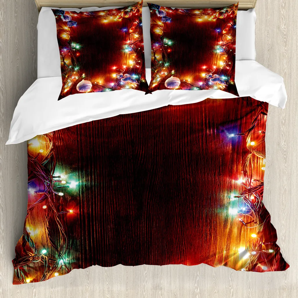 ABAKUHAUS Copripiumino natalizio, Hipster Grunge Tinsel, antiacaro e anallergico, con federe, 155 cm x 220 cm - 80 x 80 cm, multicolore