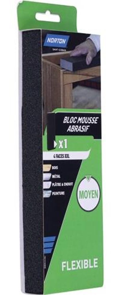 Bloc abrasif en mousse 225 x 80 x 25 mm, grain 100 moyen - Image du produit 