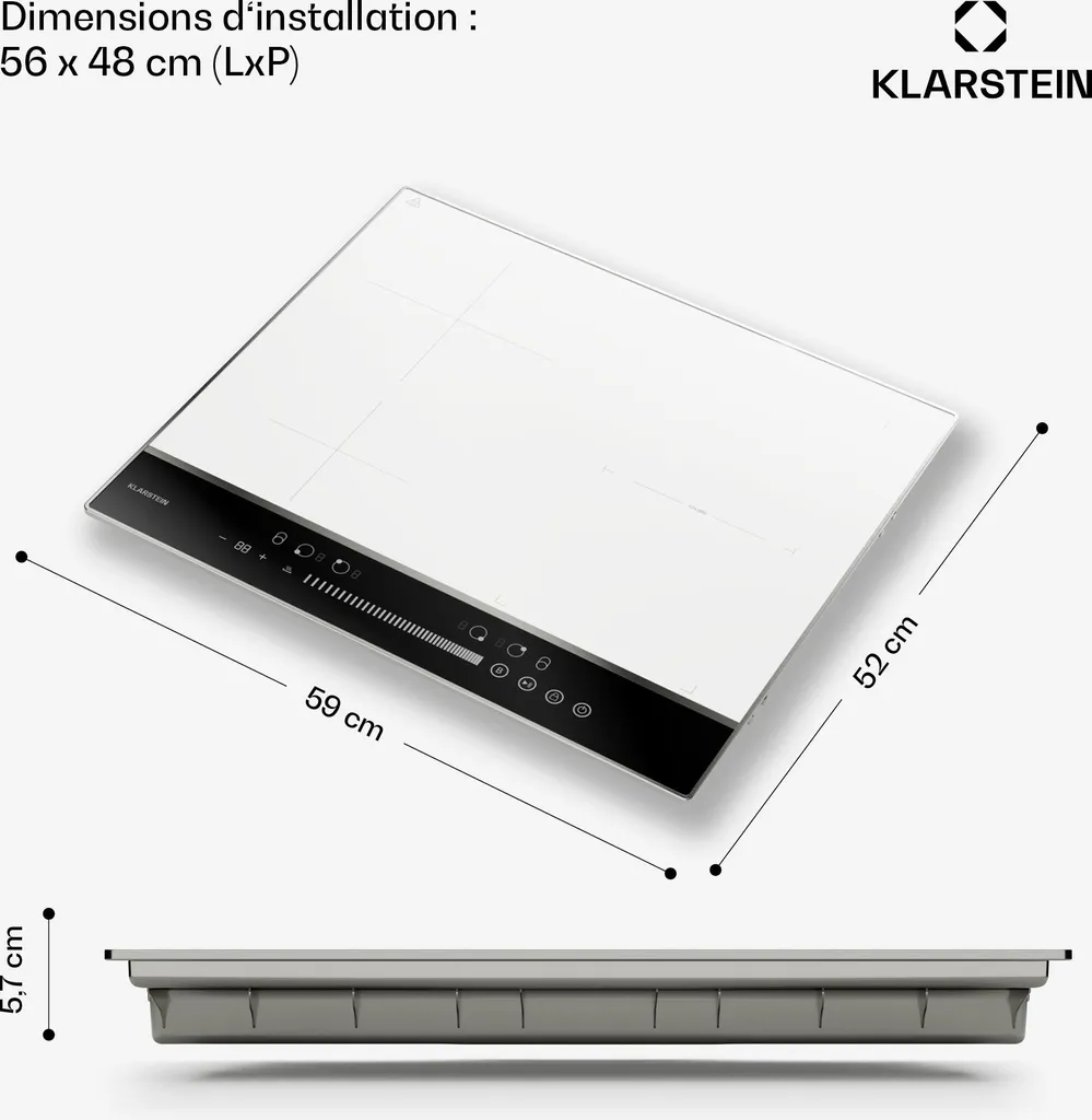 Table de Cuisson Induction 7200W Flex Zone avec Commande Tactile et Slider - 7