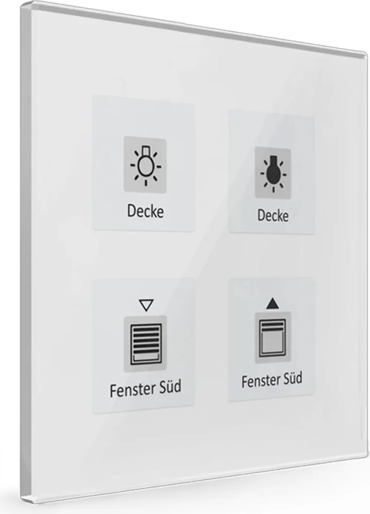 Contrôleur domotique KNX en verre blanc 4x avec mesure de température