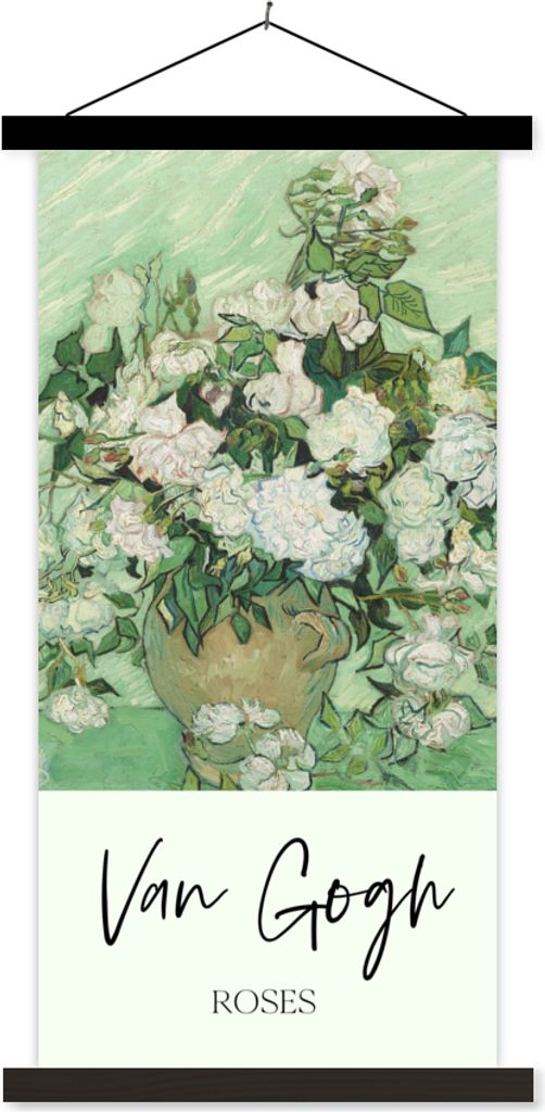 MuchoWow Textilposter Malerei - Blumen - Van Gogh 40x80 cm mit schwarzem Rahmen - Wandemalerei
