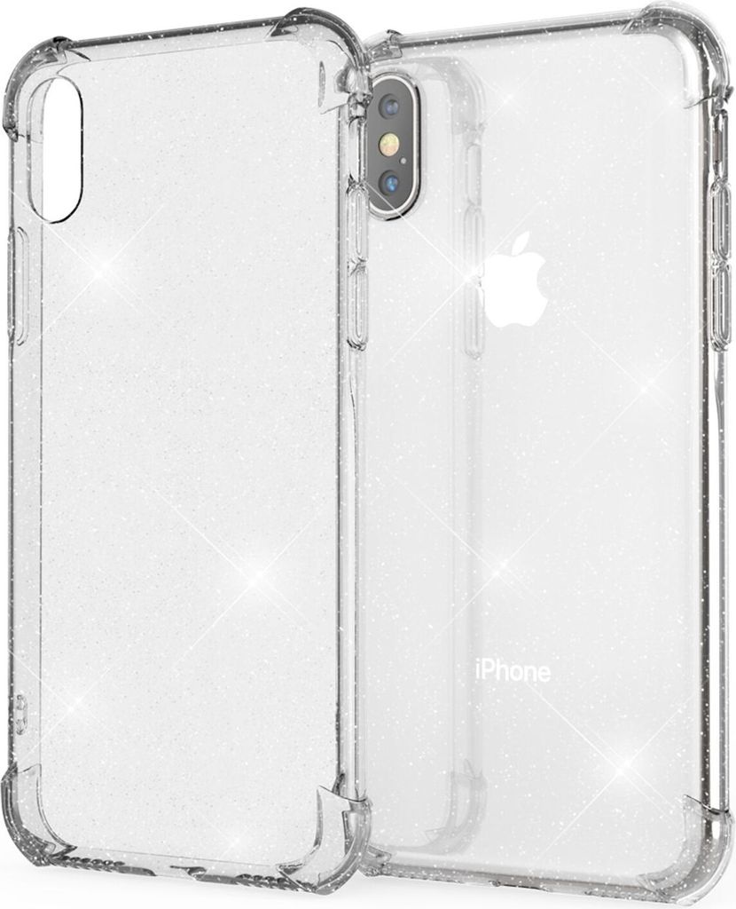 NALIA Glitzer Handy Hülle für iPhone XS Max, Schutz Case Cover Phone Bumper Etui Transparent