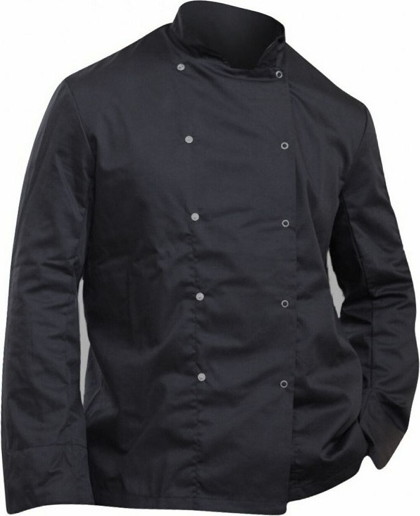 Dennys Herren Economy Kochjacke, Langarm (2 Stück/Packung) BC4311 (XS) (Schwarz)
