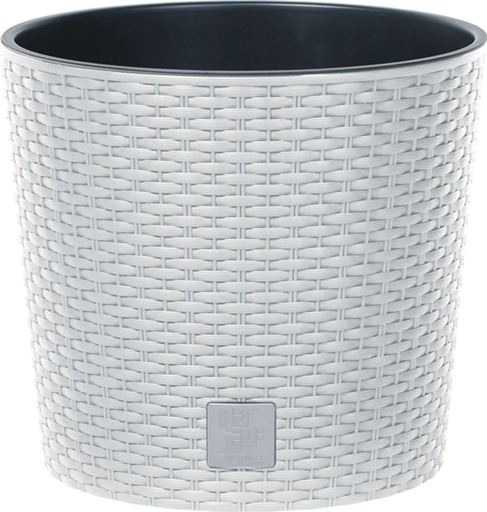 Pot de fleurs pour terrasse et balcon 40 cm blanc effet rotin naturel