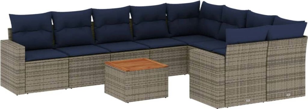 "SALE 2026" 10-tlg. Garten-Lounge-Set - elegantes Design - Sitzgruppe/Gartengarnitur - mit Kissen Grau Poly Rattan - Terassenmöbel DEMöbel742998
