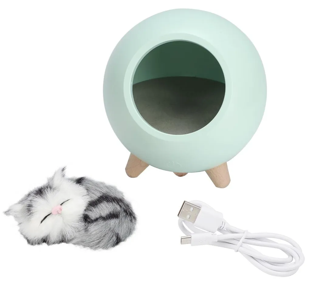 Finissez-en avec la peur du noir : veilleuse chat verte LED rassurante