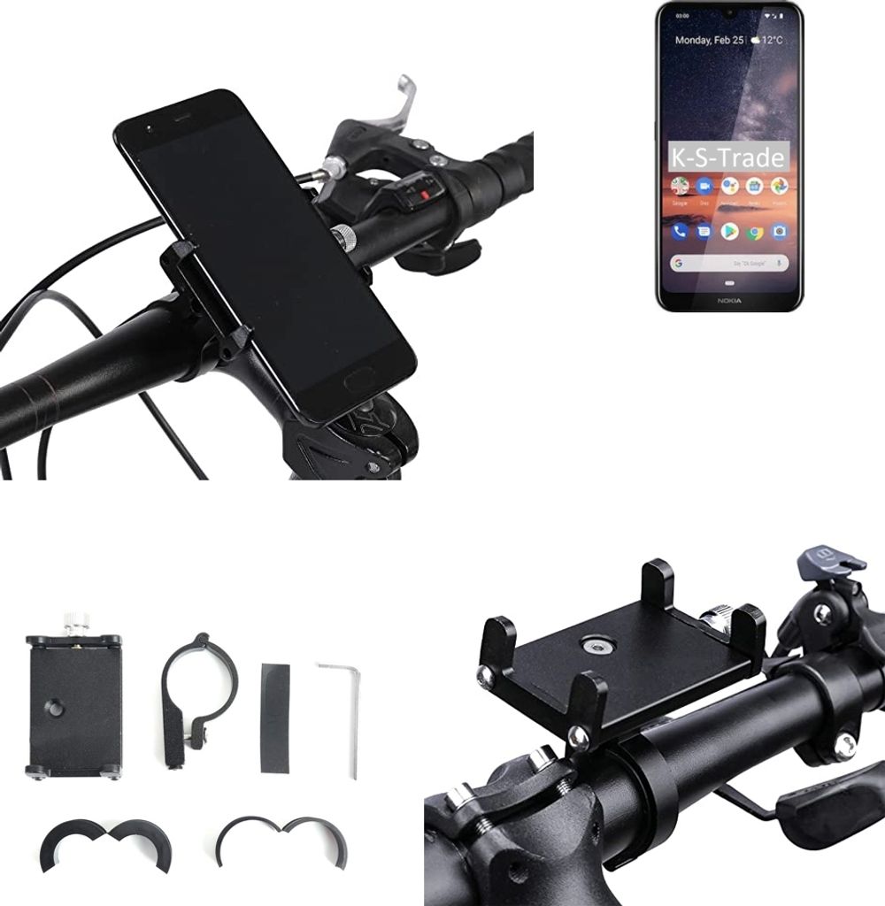 K-S-Trade Handyhalterung für das Fahrrad kompatibel mit Nokia 3.2 Halter Lenkstange Fahrradhalterung Motorrad Bike Mount Befestigung Smartphone Handy