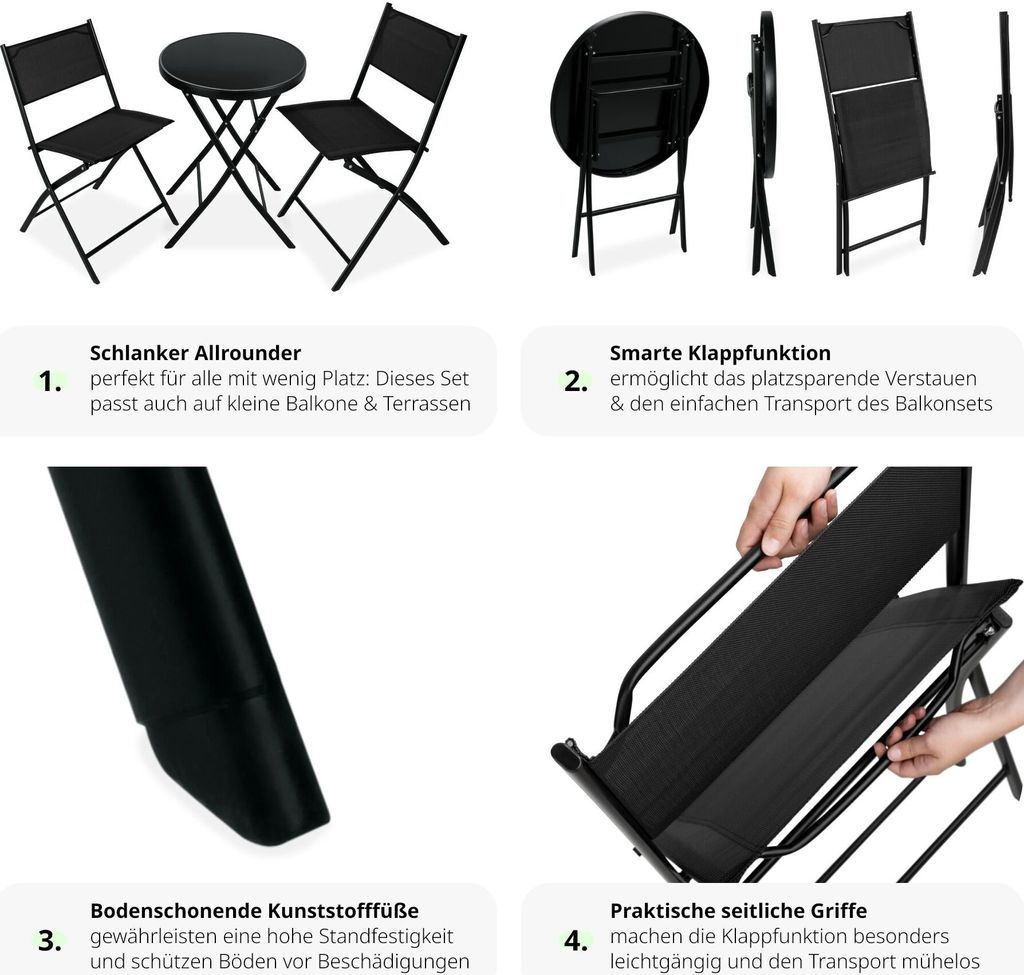 Bistro set Düsseldorf skládací, pro 2 osoby Obrázek produktu 6