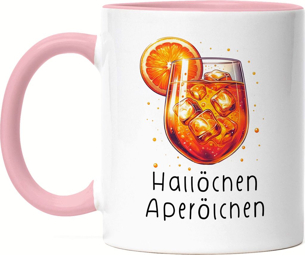 Hallöchen Aperölchen Tasse Rosa Aperol Sommer JGA Beste Freundin Geschenk