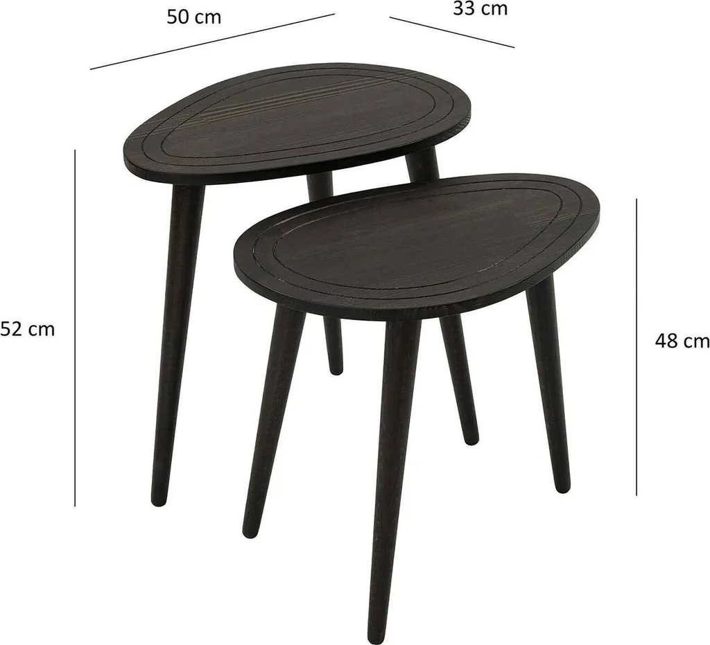Table basse anthracite Janequeo compacte et ovale de 50x33x52h cm Noir - 3