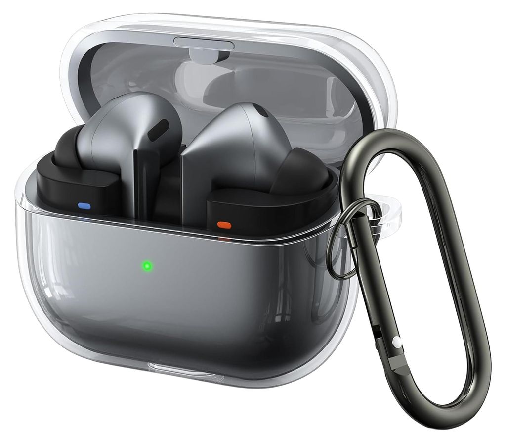 Cazy Silikonhülle für Samsung Galaxy Buds3 / Galaxy Buds3 Pro, inklusive Karabinerhaken, Schützt vor Kratzern und Stößen, Transparent