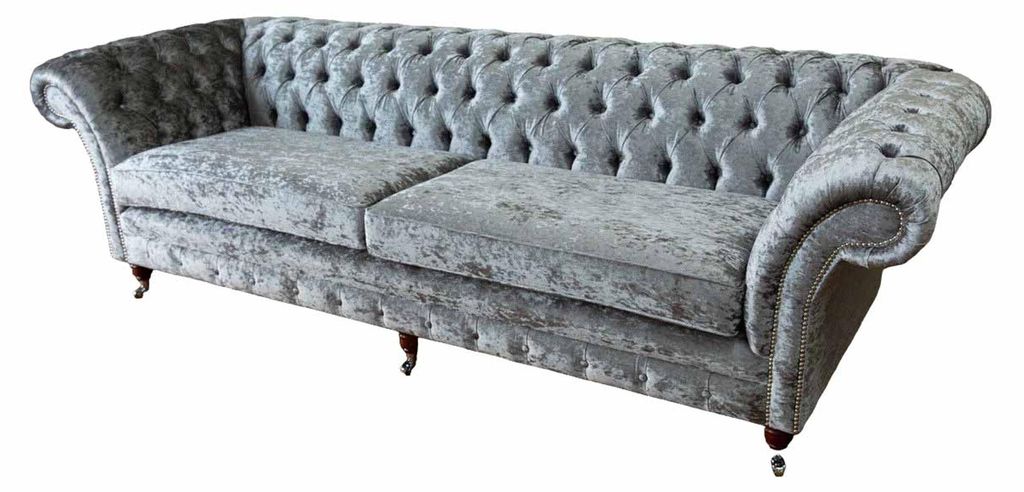 Viersitzer Sofa Sofas 4 Sitzer Chesterfield Wohnzimmer Stoff Design Sitz