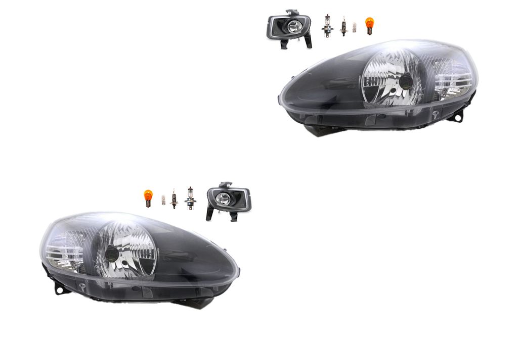 Johns, Scheinwerfer Satz Halogen passend für Fiat Punto 199 10/05-06/08 H4 +Nebel+Leuc. 51782368 51782369 51806537 51806538