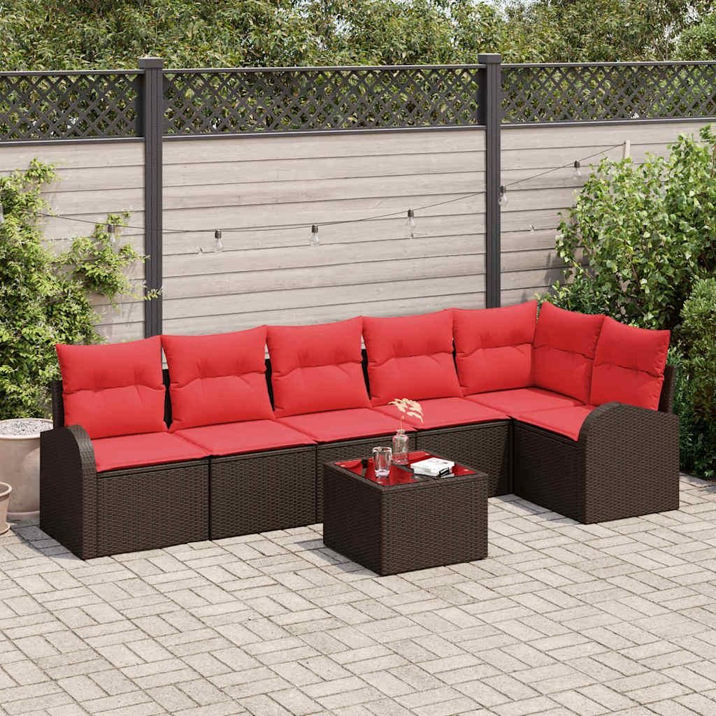 Maison Exclusive - Gartensofa-set 7 pcs Braun Poly-Rattan